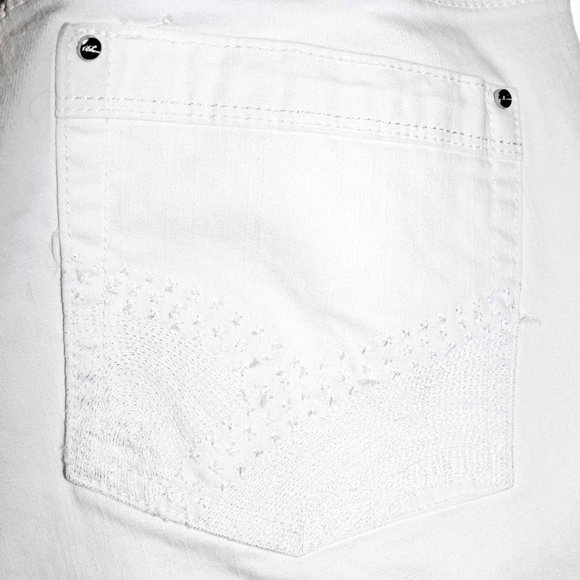 Amazing WHBM Blanc White Denim Raw Hem Cuffs Capri Jeans Size 10 GUC - Picture 10 of 14